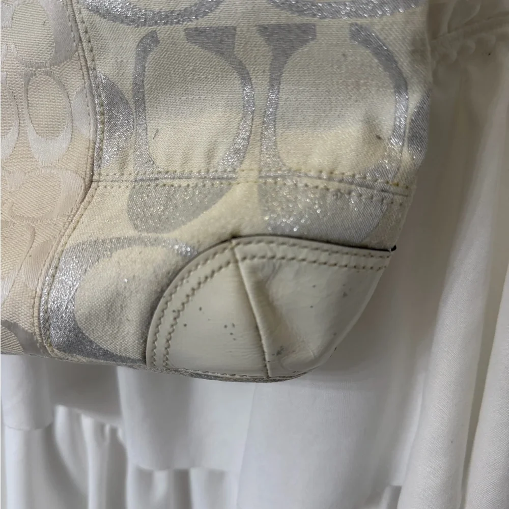 Coach White and Silver Patchwork Shoulder Bag - Picture 8 of 10